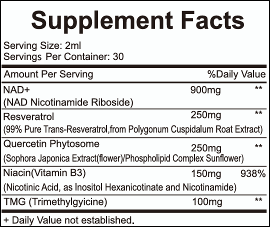 Eternia Liposomal Liquid NAD+ with Resveratrol & Quercetin